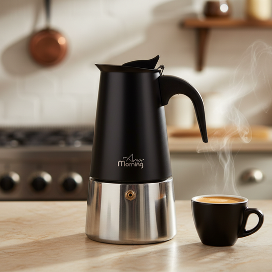 Stainless Steel Stovetop Espresso Maker – Induction-Compatible Moka Pot, 300ml / 10oz