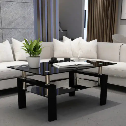 Rectangular Black Glass Coffee Table